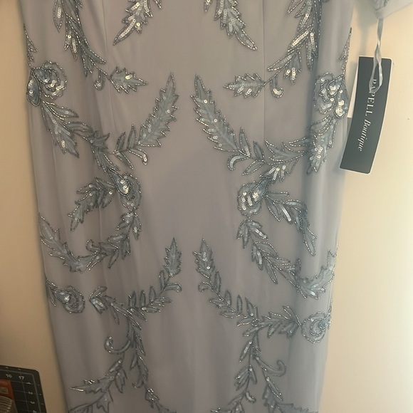 Elegant Ethereal Icy Blue Sequin Formal Dress with Sheer Accents - Picture 4 of 8